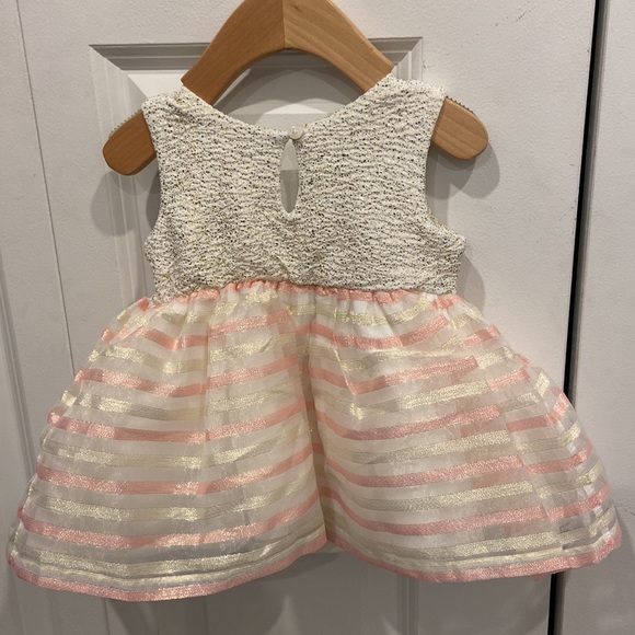 The Children’s Place Off-White, Pink & Gold Spring Dress with Diaper Cover - Picture 4 of 8